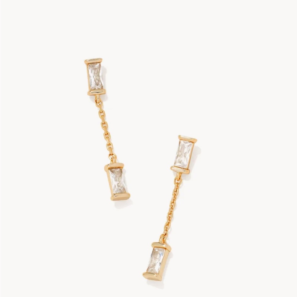 Kendra Scott Juliette Gold Drop Earrings in White CZ